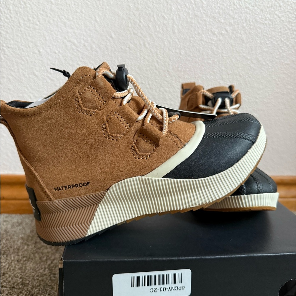 Sorel Kids Tan and Black Waterproof Boots
